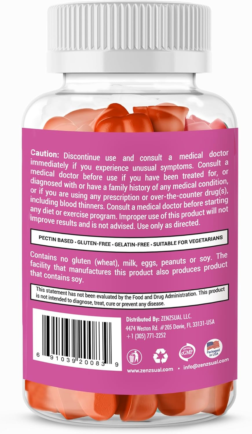 Zenzsual Hair, Skin And Nails Gummies  Multivitamin With Biotin, Vitamin C, B12 And Zinc  Vegan Supplement And Sugar Free (60 Gummies)