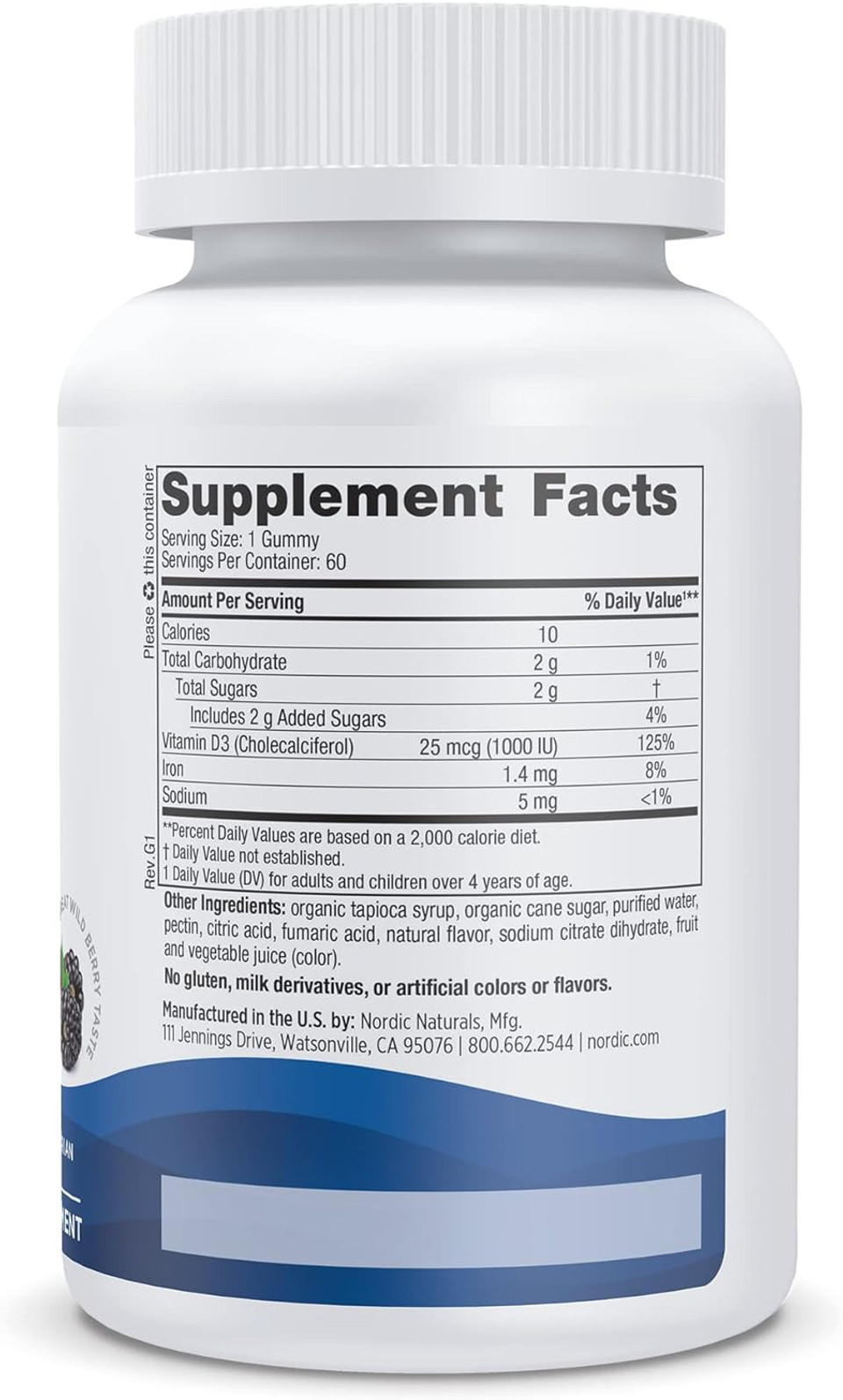 Nordic Naturals Vitamin D3 Gummies, Wild Berry - 60 Gummies - 1000 Iu Vitamin D3 - Great Taste - Healthy Bones, Mood & Immune System Function - Non-Gmo - 60 Servings