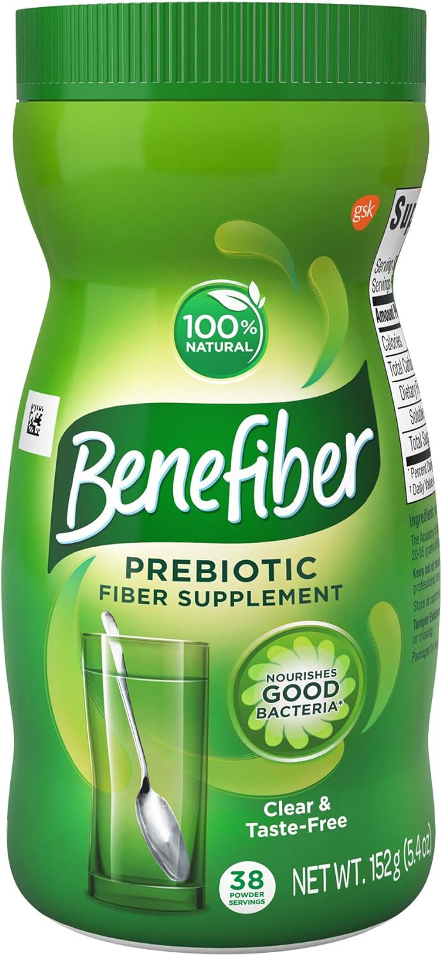 Benefiber Daily Prebiotic Dietary Fiber Supplement Powder For Digestive Health, 100% Natural, Clear And Taste-Free, 38 Servings / 5.4 Ounces