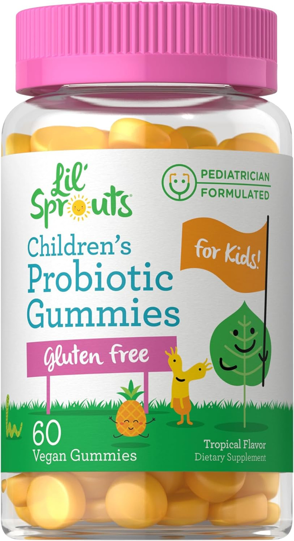 Carlyle Children'S Probiotic | 60 Gummies | Tropical Flavor | Vegan, Non-Gmo & Gluten Free Supplement | By Lil' Sprouts Carlyle Children'S Probiotic | 60 Gummies | Tropical Flavor | Vegan, Non-Gmo & Gluten Free Supplement | By Lil' Sprouts