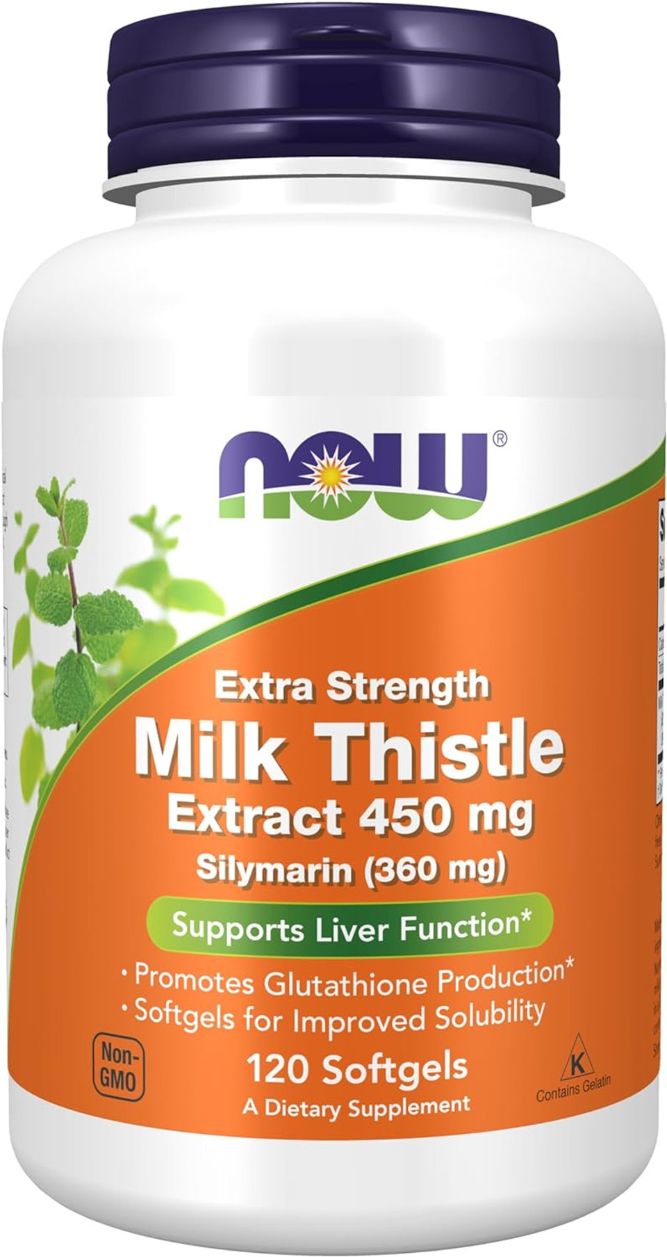 Now Supplements, Silymarin Milk Thistle Extract, Extra Strength 450 Mg, 120 Softgels