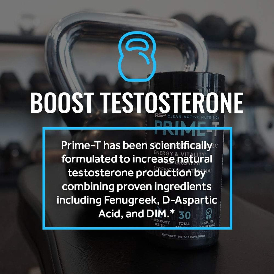 Rsp Testosterone Booster For Men, Prime T (120 Caps) Natural Test Booster Pills, Increase Free Testosterone, Lean Muscle Growth, Strength, Stamina & Healthy Sleep, 30 Serv (Packaging May Vary)