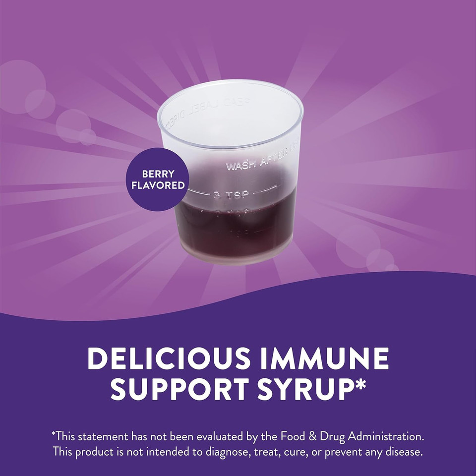 Nature'S Way Sambucus Elderberry Immune Syrup, Daily Immune Support*, Black Elderberry Extract, Vitamin C, Zinc, Echinacea, Propolis, 8 Fl Oz (Packaging May Vary)