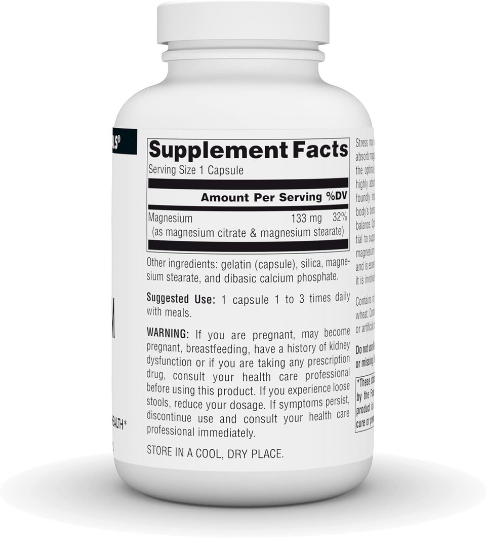 Source Naturals Magnesium Citrate, Supports Bone And Heart Health* 133 Mg -180 Capsules