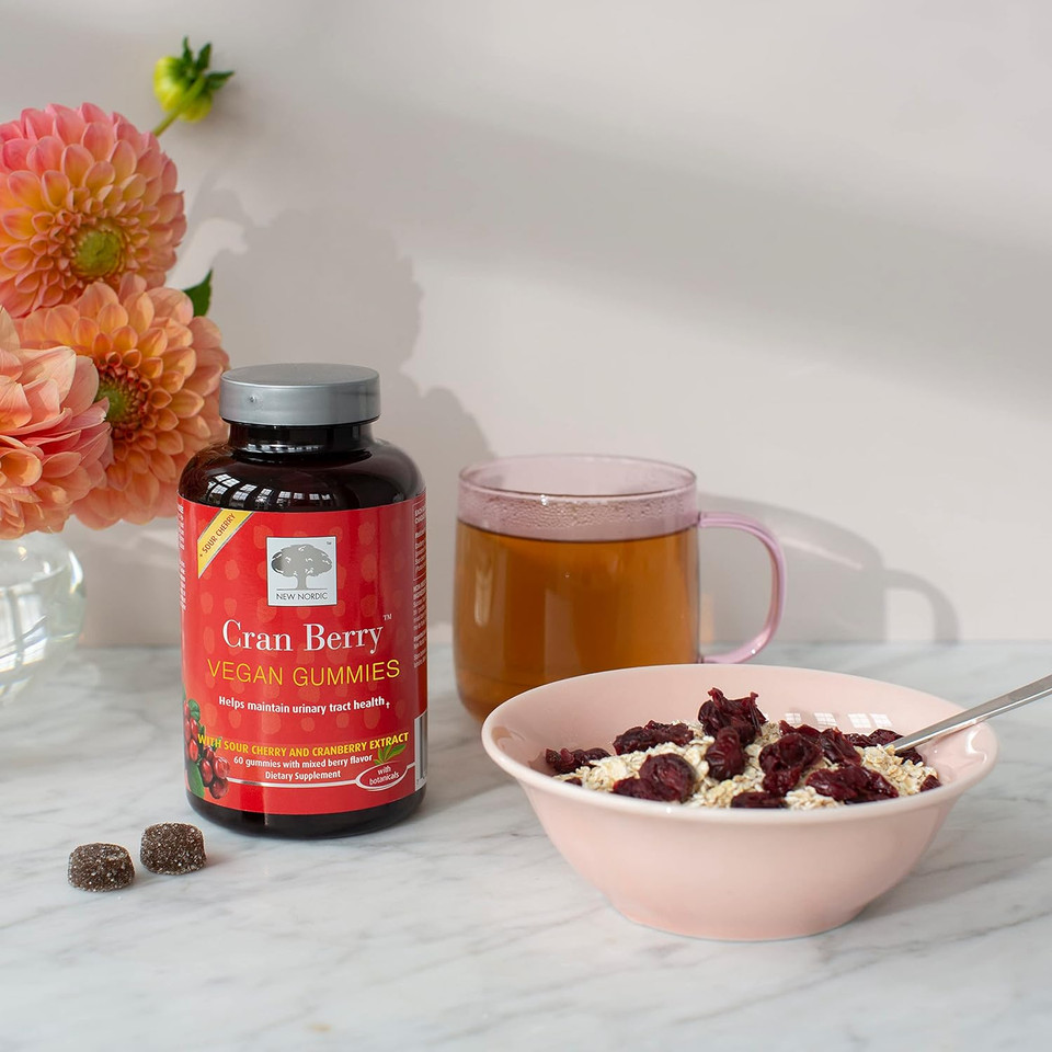 New Nordic Cranberry Vegan Gummies | Urinary Tract & Bladder Support | Balance & Cleanse With Cran Berry & Sour Cherry Antioxidants | Gluten Free | For Women And Men | 60 Count (Pack Of 1)