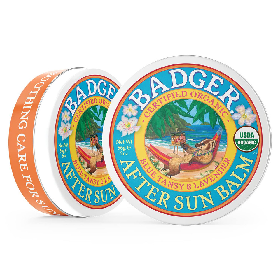 Badger - After Sun Balm, Blue Tansy & Lavender, Rescue Balm, Soothing & Cooling Balm For Tight Dry Skin After Sun Exposure, Certified Organic, 2 Oz2 Ounce (Pack Of 1)