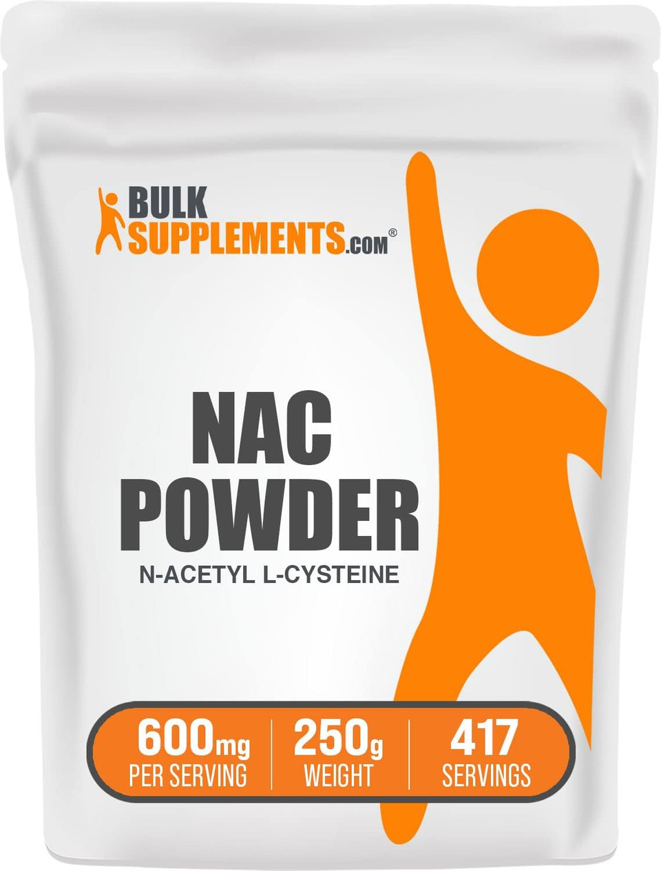 Bulksupplements.Com Nac Powder - N-Acetyl Cysteine 600Mg, Nac Supplement - Antioxidant Support, Gluten Free - 600Mg Per Serving, 417 Servings, 250G (8.8 Oz) (Pack Of 1)
