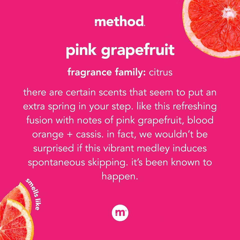 Method All-Purpose Cleaning Wipes, Pink Grapefruit, Multi-Surface, Compostable, 70 Count (Pack Of 6)