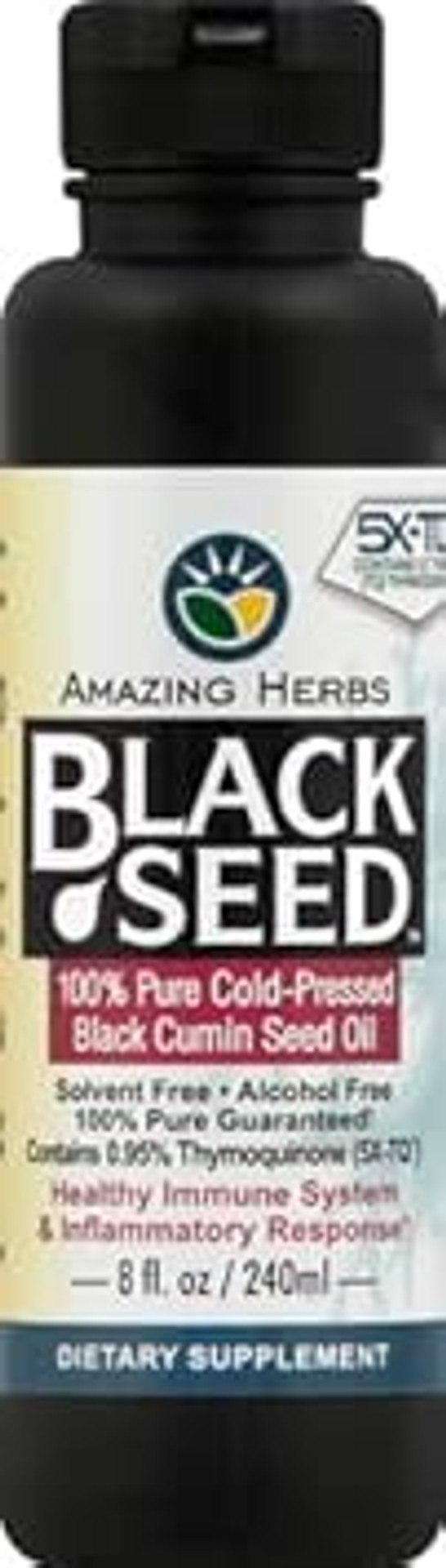 Amazing Herbs Premium Black Seed Oil - Cold Pressed Nigella Sativa Aids In Digestive Health, Immune Support, Brain Function, Joint Mobility, Gluten Free, Non Gmo - 8 Fl Oz