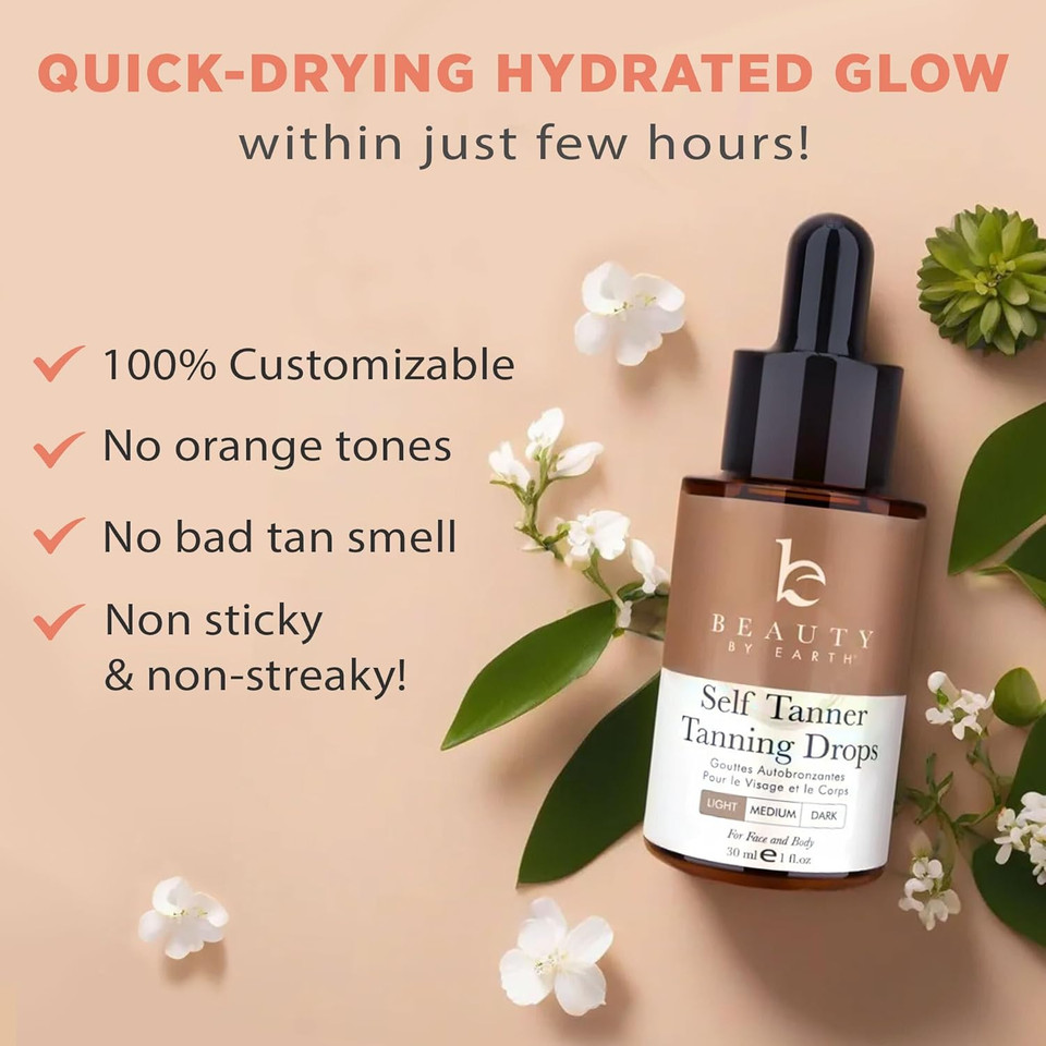Self Tanner Drops For Face Tanner, Sunless Tan, Body & Face Self Tanner Drops, Face Tanning Drops To Make Self Tanner Face Self Tanning Lotion, Tan Drops For Face Tan