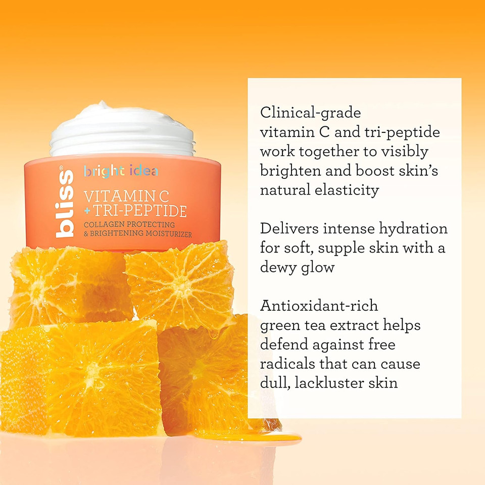 Bliss Bright Idea Vitamin C Tri-Peptide Brightening Eye Cream And Moistuizer- Brightens Skin- Diminishes Dark Spots- Illuminating Face Cream With Peptides
