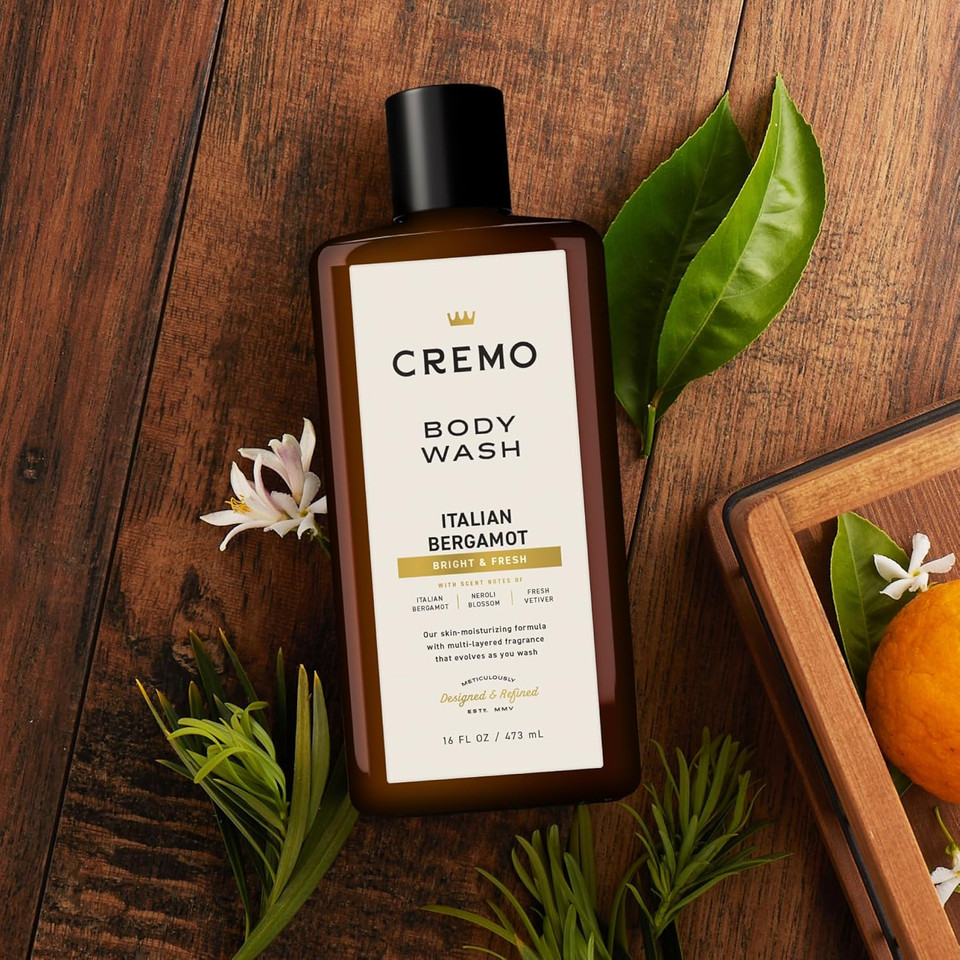 Cremo Rich-Lathering Italian Bergamot Body Wash For Men, Notes Of Italian Bergamot, Neroli Blossom, And Fresh Vetiver, 16 Fl Oz