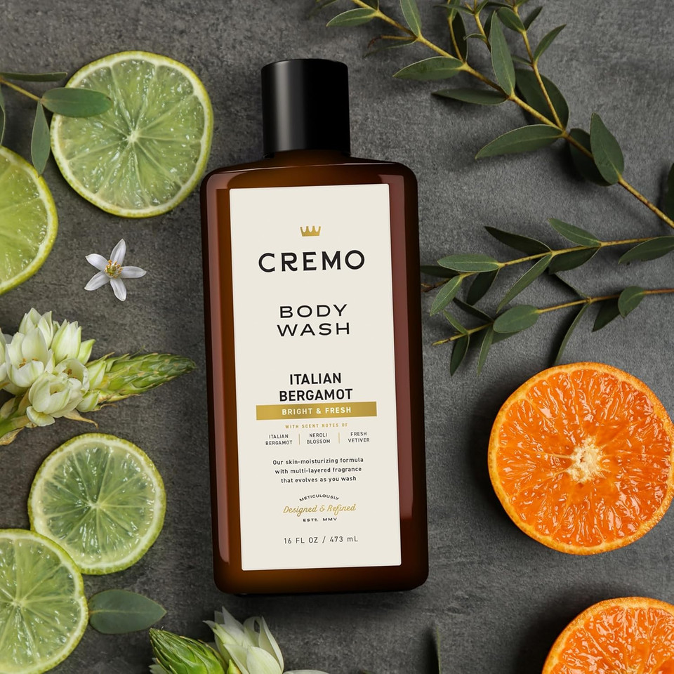 Cremo Rich-Lathering Italian Bergamot Body Wash For Men, Notes Of Italian Bergamot, Neroli Blossom, And Fresh Vetiver, 16 Fl Oz