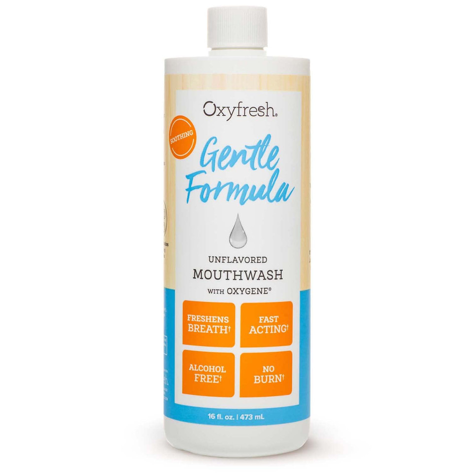 Oxyfresh Gentle Formula Unflavored Mouthwash  Perfect For Ultra Sensitive Gums & Teeth  No Mint, Zero Alcohol, Flavor Free  Fresh Breath. 16 Oz