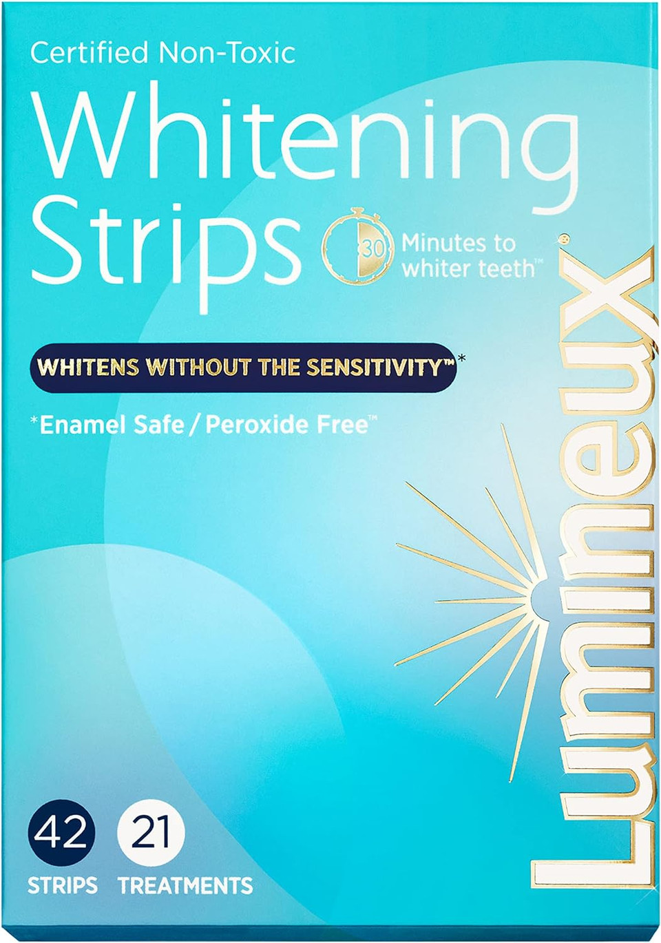 Lumineux Teeth Whitening Strips 21 Treatments  Peroxide Free - Enamel Safe for Whiter Teeth - Whitening Without The Sensitivity - Dentist Formulated and Certified Non-Toxic - Sensitivity Free