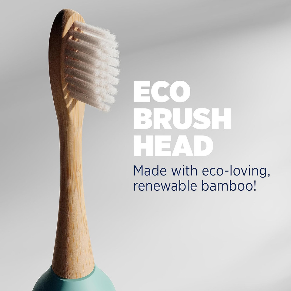 Lumineux Sonic Electric Toothbrush For Adults - Two (2) Toothbrushes With Bamboo Heads - Crystalline (Light Blue) & Deep Ocean(Blue) - Includes 2 Super Soft Bristle Bamboo Tooth Brush Heads, Charging