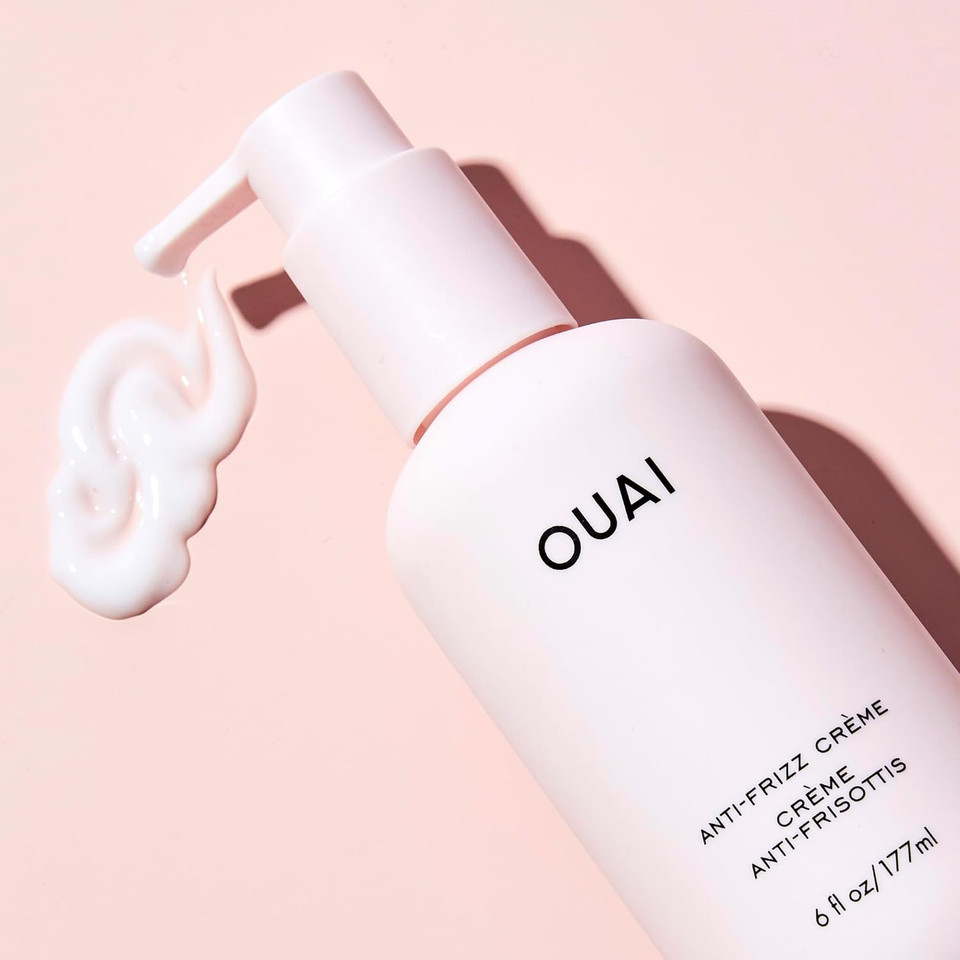 OUAI Anti Frizz Cream Travel Duo - Moisturizing Hair Cream with Frizz Control & Heat Protection - Provides Lasting Hydration with Jackfruit & Beetroot - Paraben & Sulfate Free (2 Count, 6 Oz/ 3 Oz)