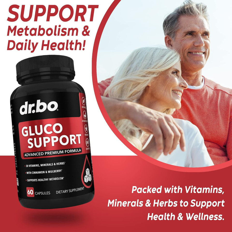 Gluco Support Supplement Capsules - Boost Metabolism Supplements, Vitamin Herbal Formula Pill - Ultra Balance Optimizer Vitamins, Chromium, Cinnamon, Bitter Melon Leaf, Gymnema, Vanadium - 60 Pills