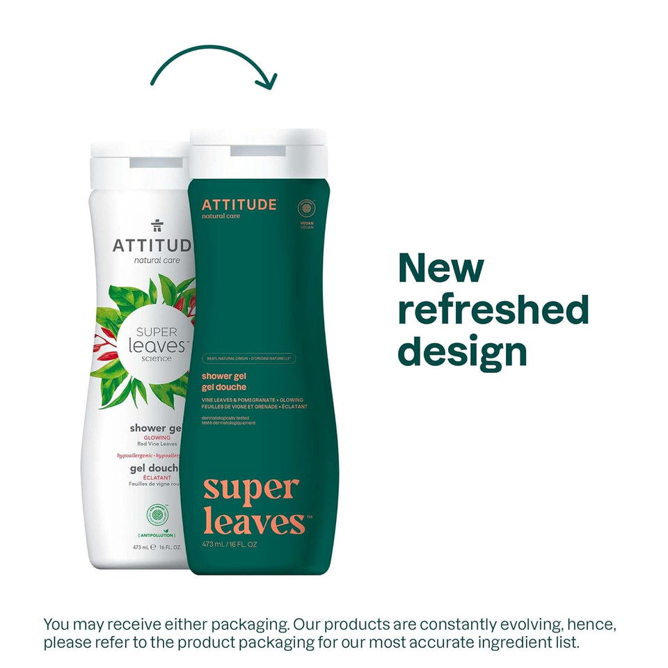 Attitude Body Wash, Ewg Verified Shower Gel, Dermatologically Tested, Plant And Mineral-Based, Vegan Personal Care Products, Orange Leaves, Bulk Refill, 67.6 Fl Oz