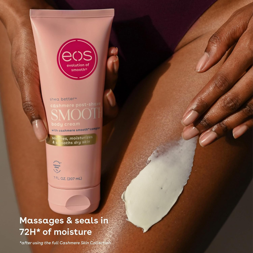 Eos Cashmere Skin Collection Post-Shave Smooth Body Cream- Vanilla Cashmere Scented, 72-Hour Hydration, 7 Fl Oz
