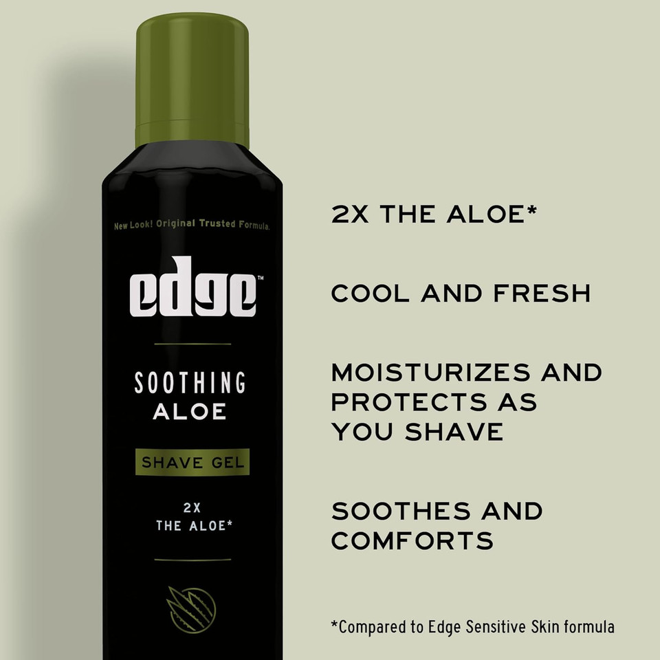 Edge Soothing Aloe Shave Gel for Men, Hydrates and Refreshes Skin, 7oz (6 Pack)