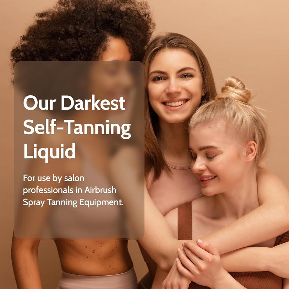 Fake Bake Darker Spray Tan Solution Sunless Self Tanner For Professional Airbrush Machine Long-Lasting Face & Body Glow Bronzing Self Tanning For Women & Men - 32 Fl Oz