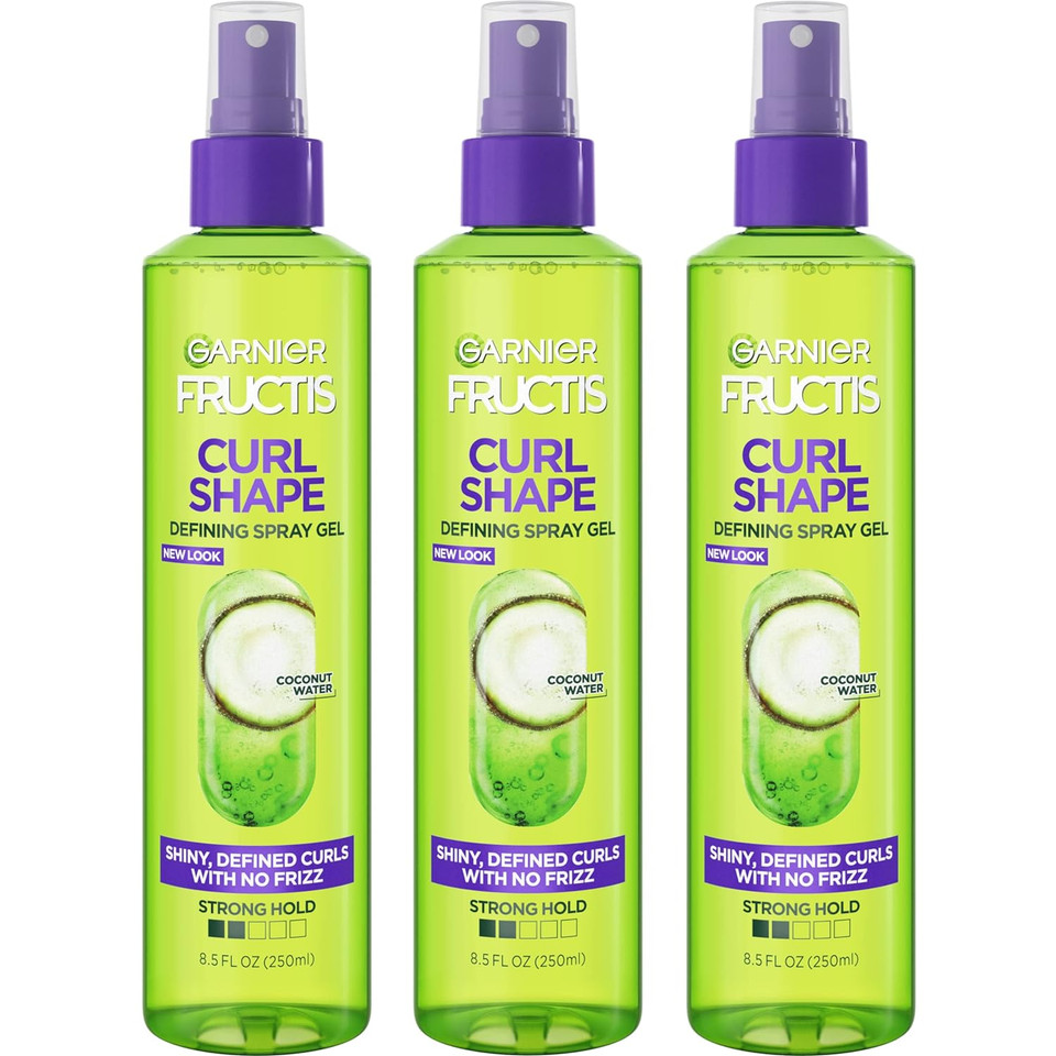 Garnier Fructis Style Curl Shape Defining Spray Gel for No Frizz, 8.5 Fl Oz, 3 Count (Packaging May Vary)