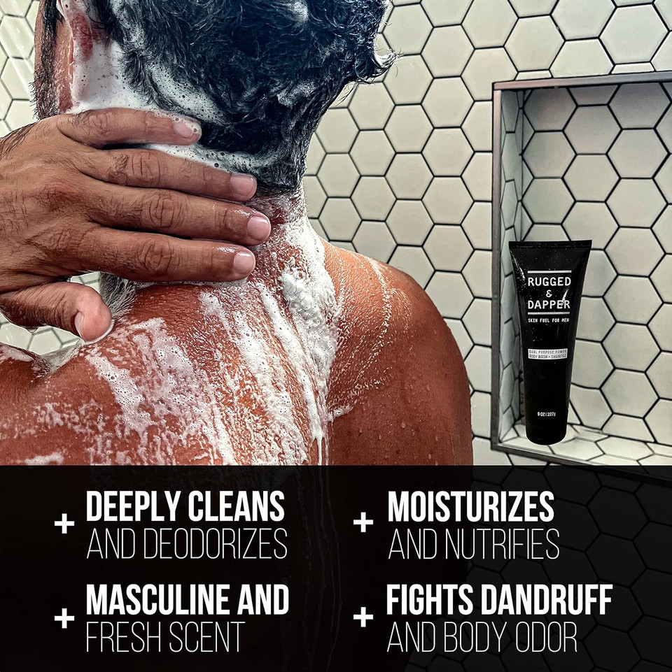 Rugged & Dapper Dual-Purpose Power Body Wash + Shampoo, Hydration Remedy Conditioner And Daily Power Scrub Facial Cleanser