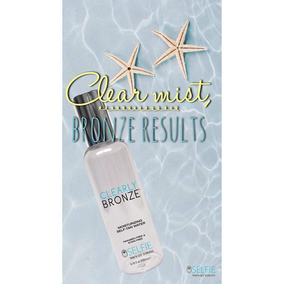 Selfie Tan'N Go Sunless Clearly Bronze Hydrating & Moisturizing Colorless Self Tan Water - Illuminates & Hydrates - Aloe Vera Gel, 6.76 Oz