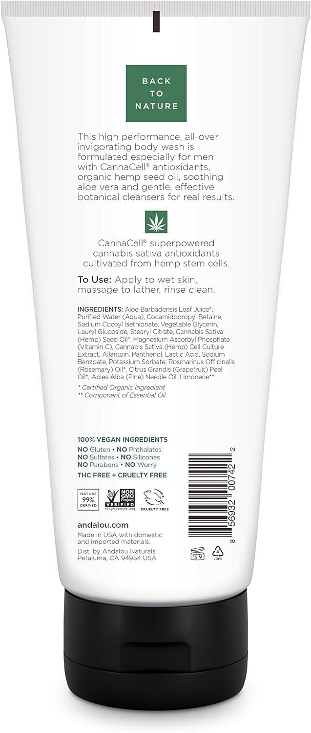 Andalou Naturals Cannacell Men Fortifying Shampoo + Conditioner, 8.5 Ounce