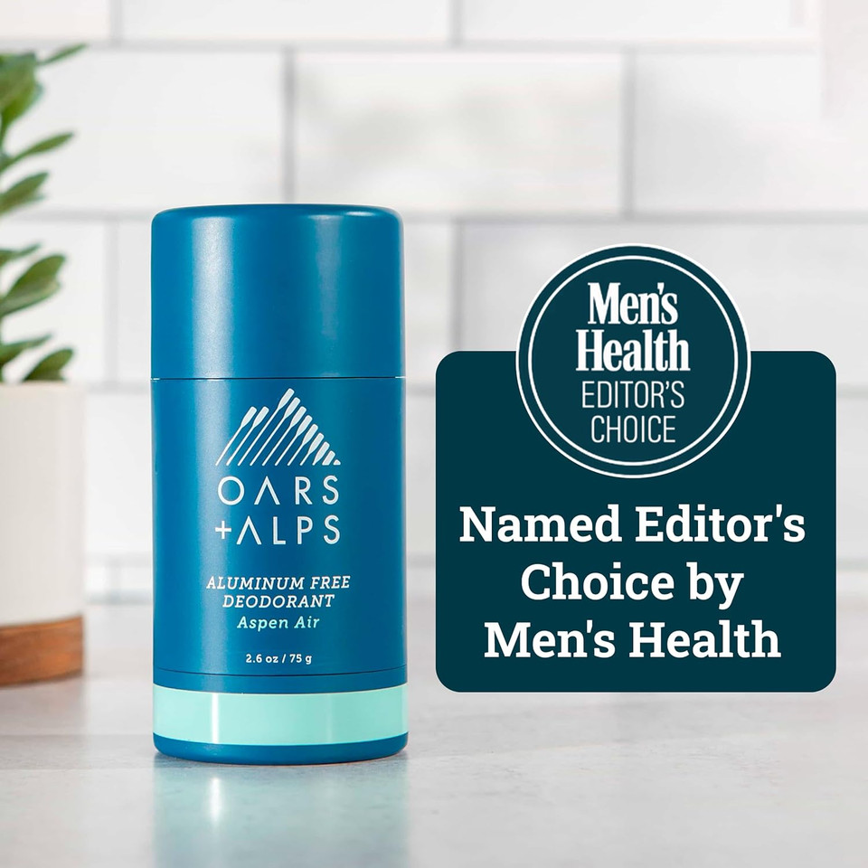 Oars + Alps Aluminum Free Deodorant For Men And Women, Dermatologist Tested And Made With Clean Ingredients, Travel Size, Aspen Air, 1 Pack, 2.6 Oz