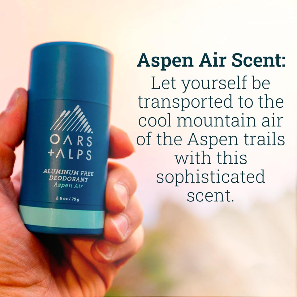 Oars + Alps Aluminum Free Deodorant For Men And Women, Dermatologist Tested And Made With Clean Ingredients, Travel Size, Aspen Air, 1 Pack, 2.6 Oz