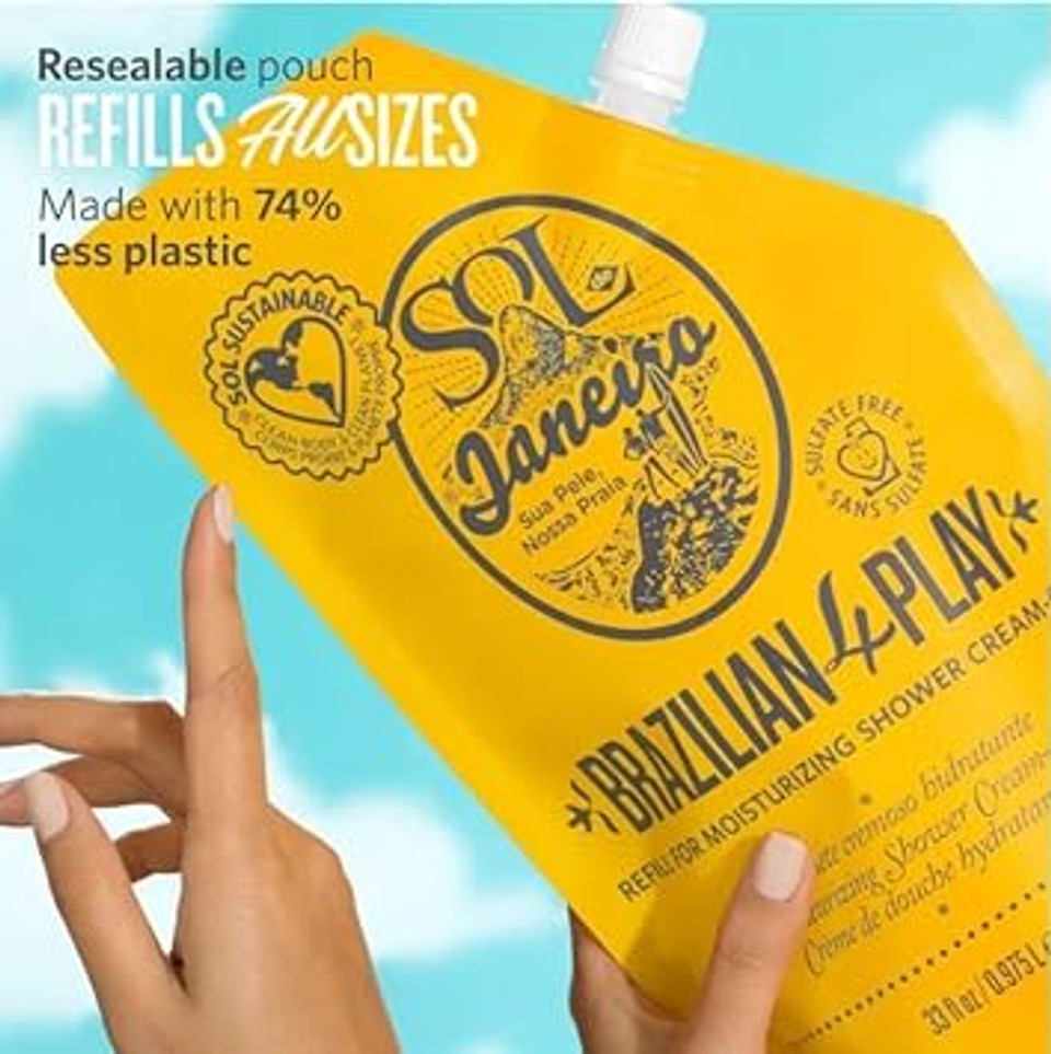 Sol De Janeiro 4 Play Moisturizing Shower Cream Gel Body Wash Refill Pouch 1 L/33.8 Fl Oz