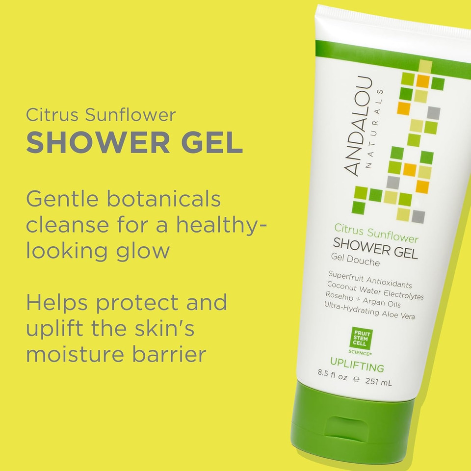 Andalou Naturals Citrus Sunflower Uplifting Shower Gel, 8.5 Ounce