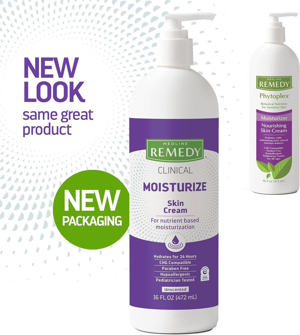 Medline Remedy Clinical Skin Cream Moisturizer, Unscented (16 Fl Oz Pump Bottle), Nourishing For Dry Skin, Paraben & Sulfate-Free Moisturizing Cream For Face And Body, Lotion For Sensitive Skin
