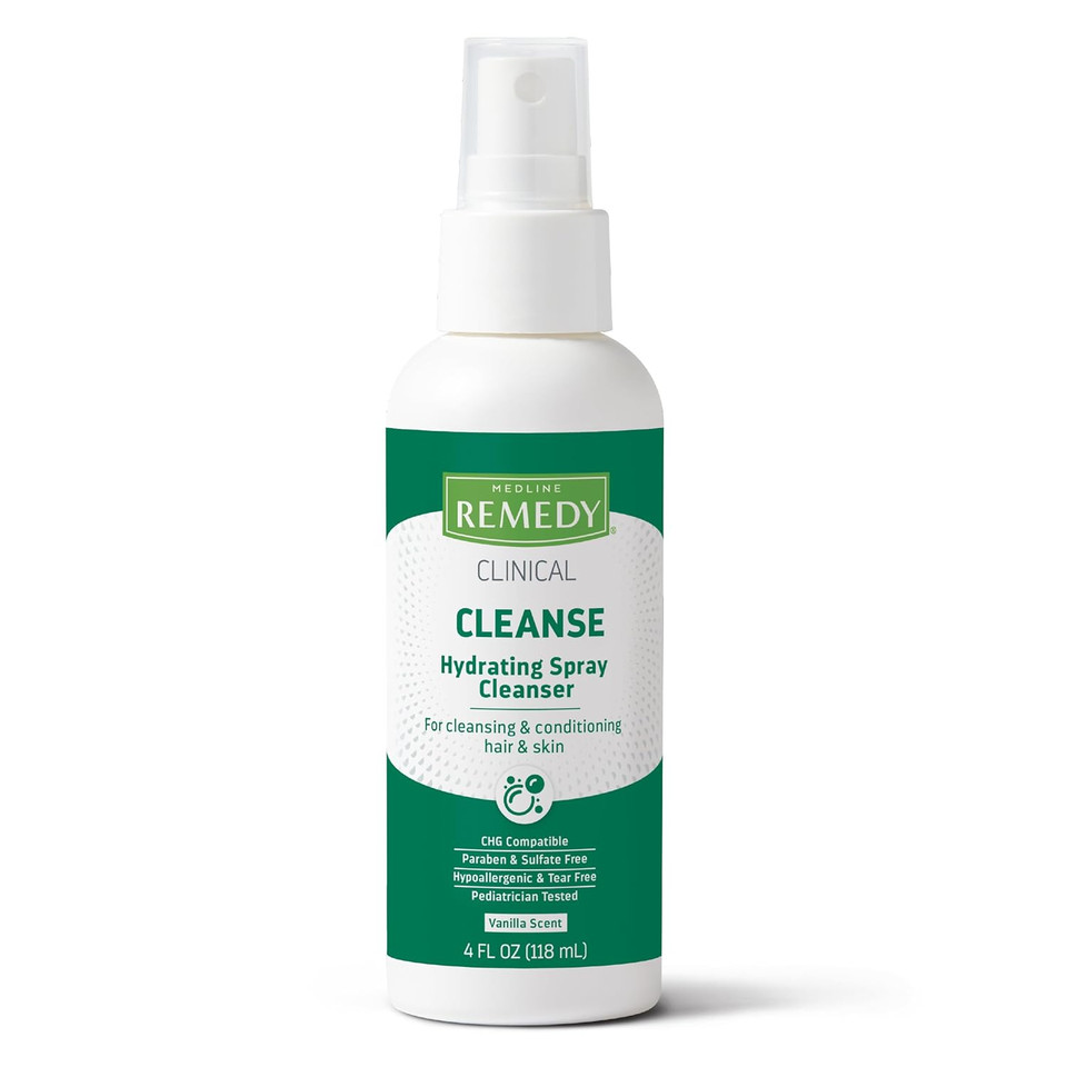 Medline Remedy Clinical Hydrating Shampoo & Body Wash (2 Fl Oz), Vanilla Scent, Cleanser, No-Rinse, Adults, Kids, Shower Or Bedside, Dimethicone, Sulfate Free