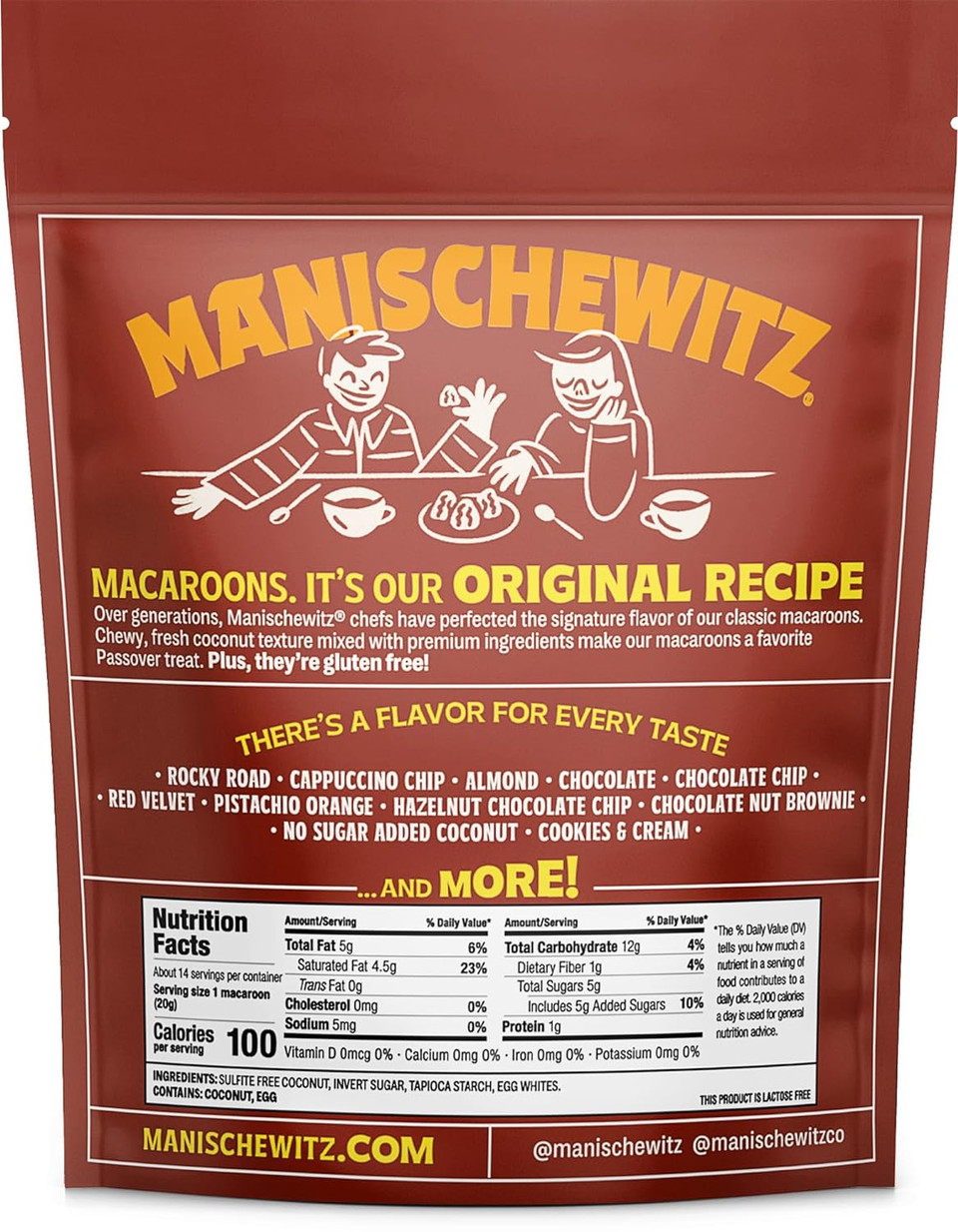 Manischewitz Coconut Macaroons, 10 oz (2 Pack) | Resealable Bag | Dairy Free | Gluten Free Coconut Cookie | Kosher for Passover