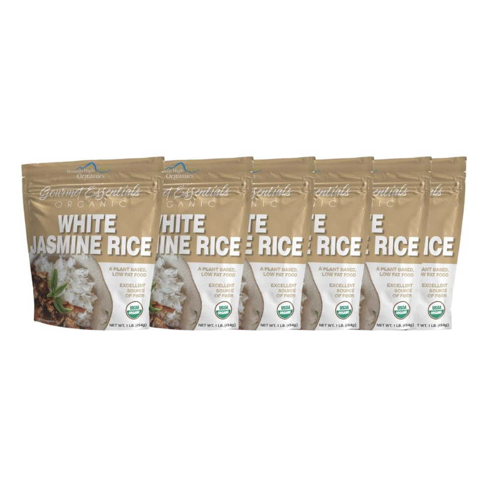 Mountain High Organics, Certified Organic White Jasmine Rice, Pack Of 6 1Lb Bags