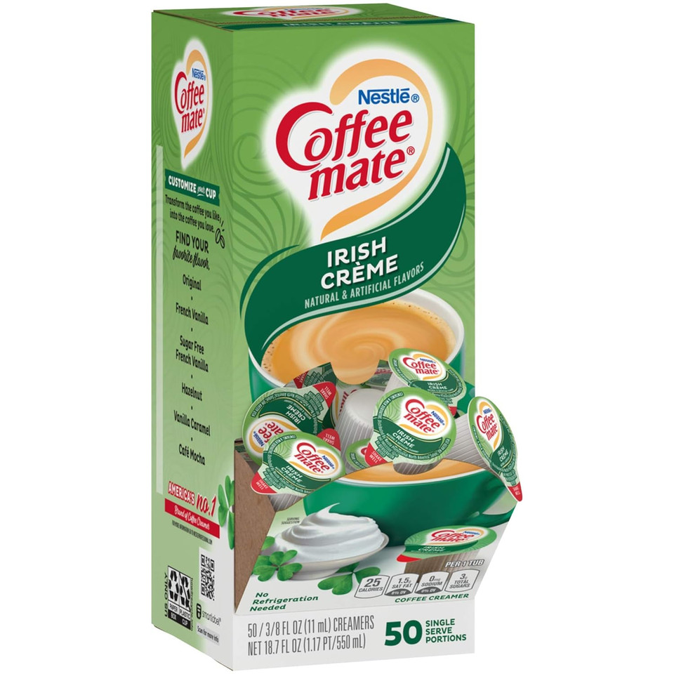 Nestle Coffee Mate Liquid Coffee Creamer Singles, Irish Crã£Â¨Me, 50 Ct Box With By The Cup Coffee Scoop