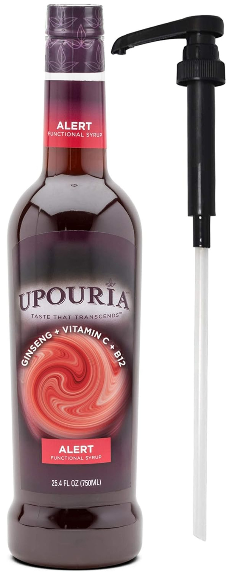 Upouria Alert Functional Syrup 100% Vegan And Gluten-Free, 750 Ml Bottle - Coffee Syrup Pump Included