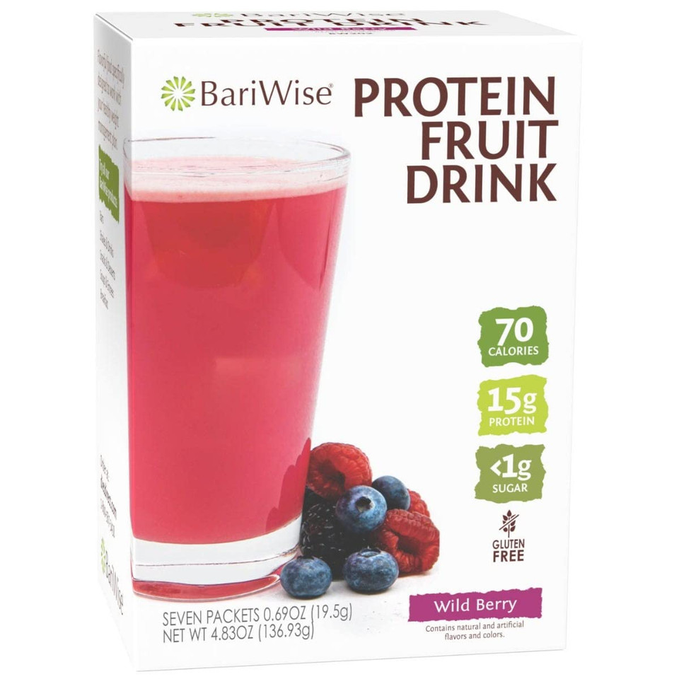 BariWise Protein Fruit Drink, Wildberry, Low Sugar, Gluten Free, Keto Friendly & Low Carb (7ct)