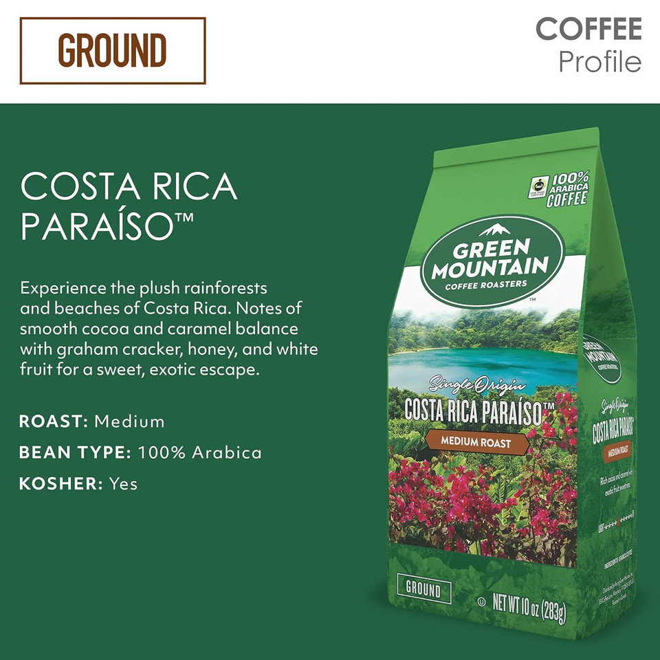 Green Mountain Coffee Roasters Costa Rica Paraiso Ground Coffee 10Oz