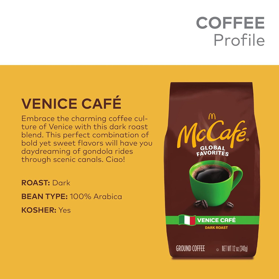 Mccafe Venice Cafã£Â©, Ground Coffee, Dark Roast, 12Oz Bag