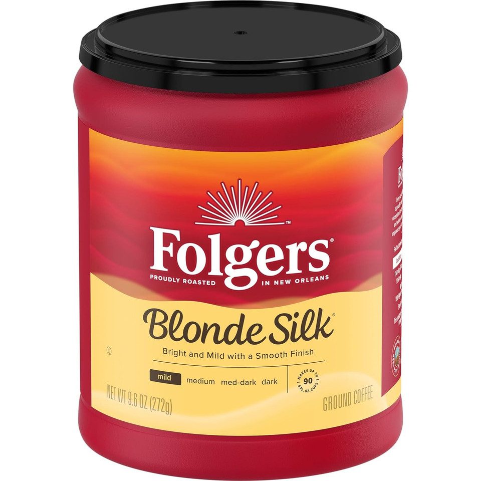 Folgers Blonde Silk Light Roast Ground Coffee, 9.6 Ounce (Pack Of 6)
