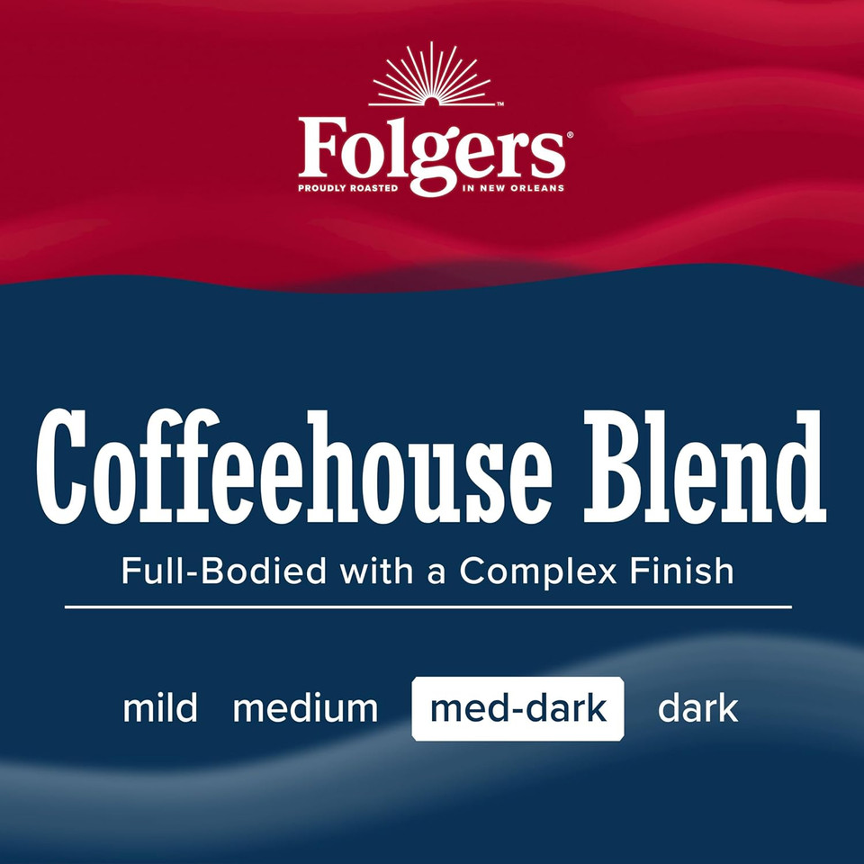 Folgers Coffeehouse Blend Medium Dark Roast Ground Coffee, 22.6 Ounces (Pack Of 6)