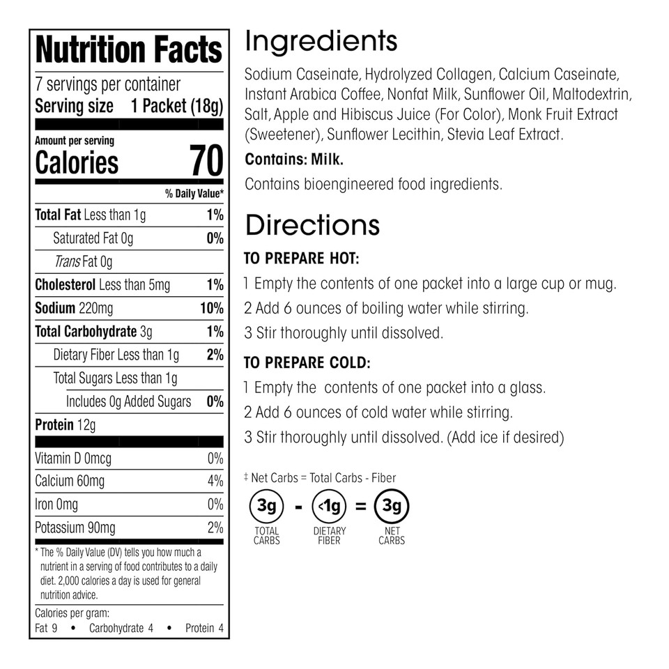 Wonderslim Protein Instant Coffee, 12G Protein, 70 Calories, 3G Carbs, Gluten Free & Keto Friendly (7Ct)