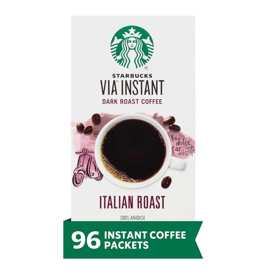 Starbucks Via Instant Coffeeã¢ÂDark Roast Coffeeã¢ÂItalian Roastã¢Â100% Arabicaã¢Â12 Boxes (96 Packets Total)