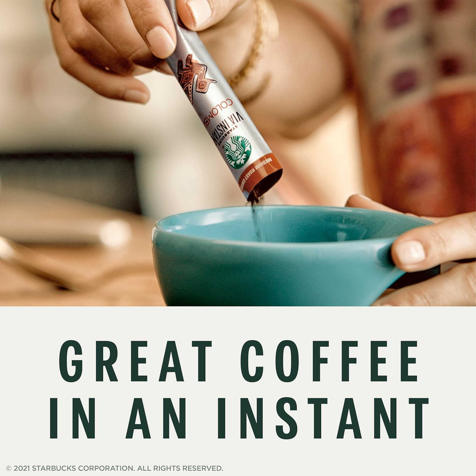 Starbucks Via Instant Coffee Dark Roast Packets  French Roast  100% Arabica - 8 Count (Pack Of 12)