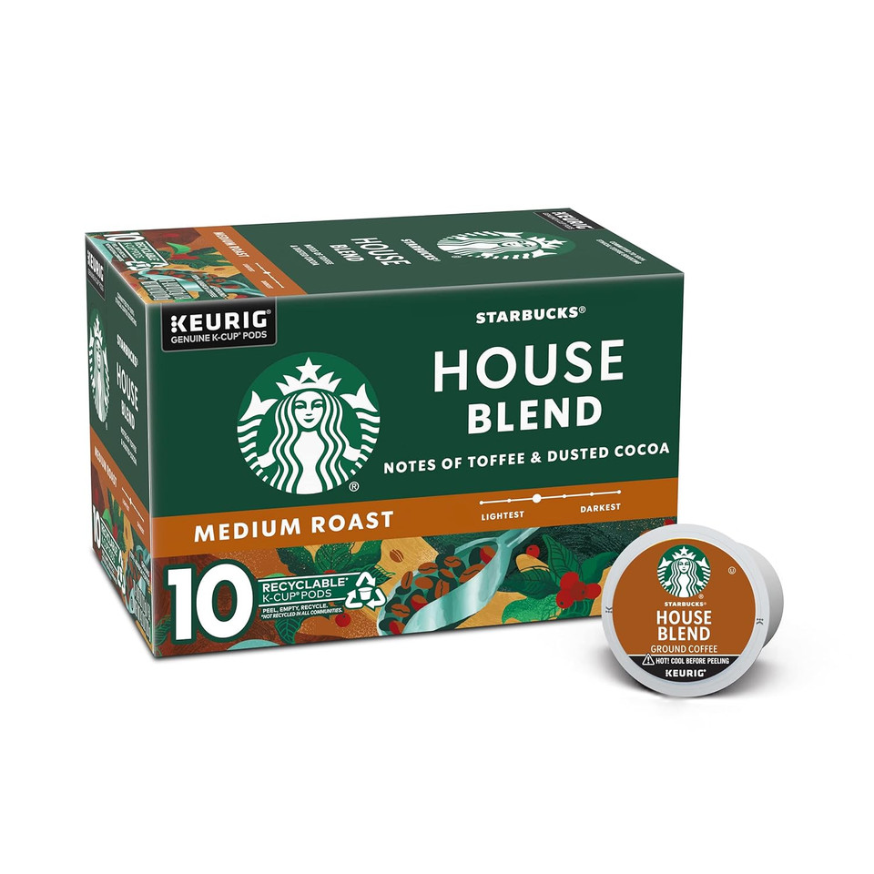 Starbucks K-Cup Coffee Podsã¢ÂMedium Roast Coffeeã¢ÂHouse Blendã¢Â100% Arabicaã¢Â1 Box (10 Pods)