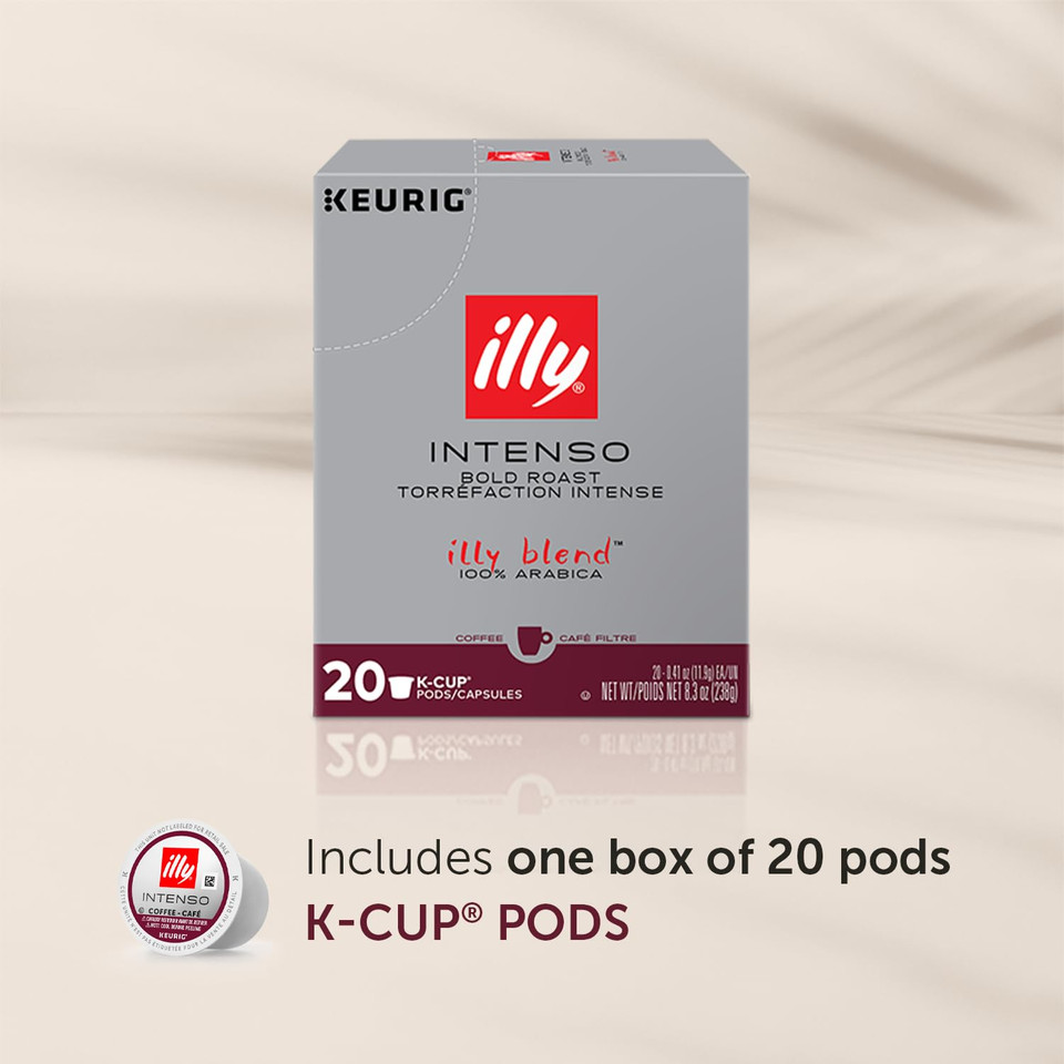 Illy Coffee K Cups - Coffee Pods For Keurig Coffee Maker  Intenso Dark Roast  Notes Of Cocoa & Dried Fruit - Bold, Flavorful & Full-Bodied Flavor Of Pods Coffee - No Preservatives  20 Count